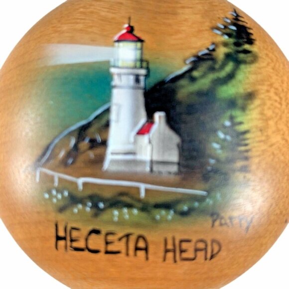 Zumwalts Myrtlewood Heceta Head Lighthouse by Patty Handcrafted Oregon Wood 2.5" - Picture 2 of 6